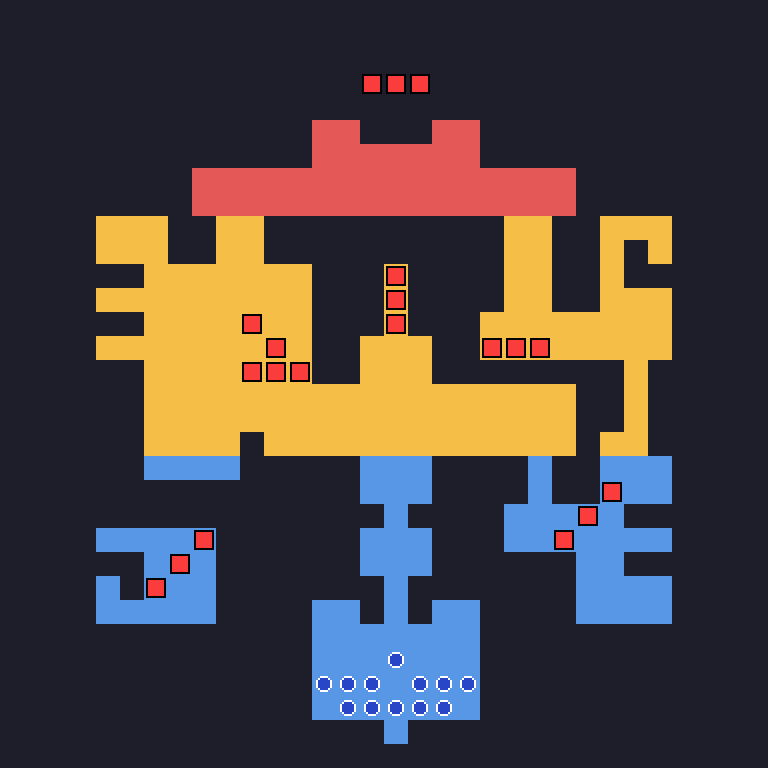 Battle 28, Colossus: a symmetrical map with three regions, the Colossus parts at the top and the Force at the bottom.