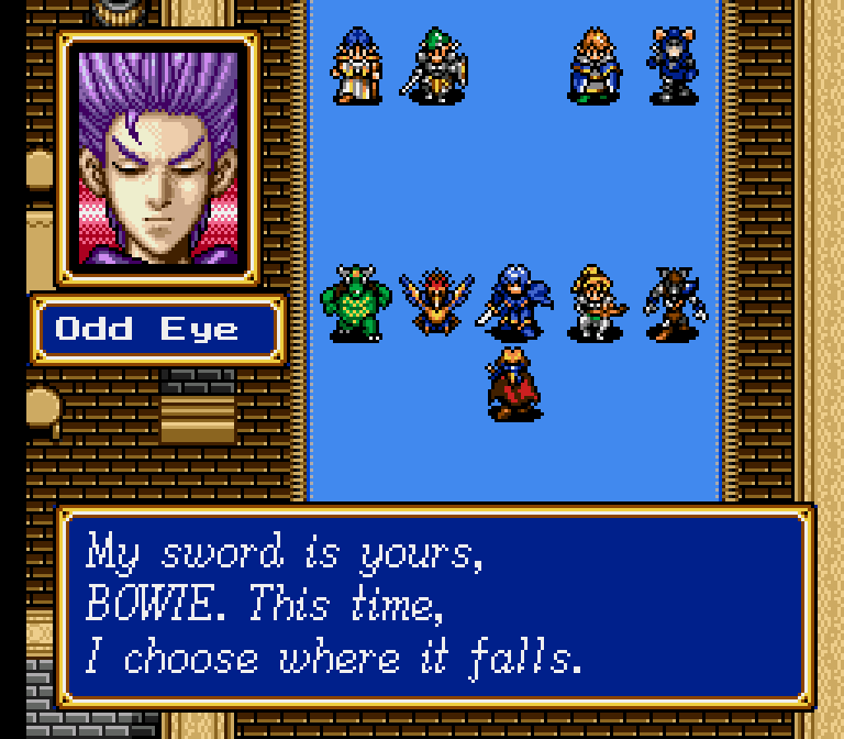 Odd Eye at headquarters, telling Bowie that he now chooses where his sword falls